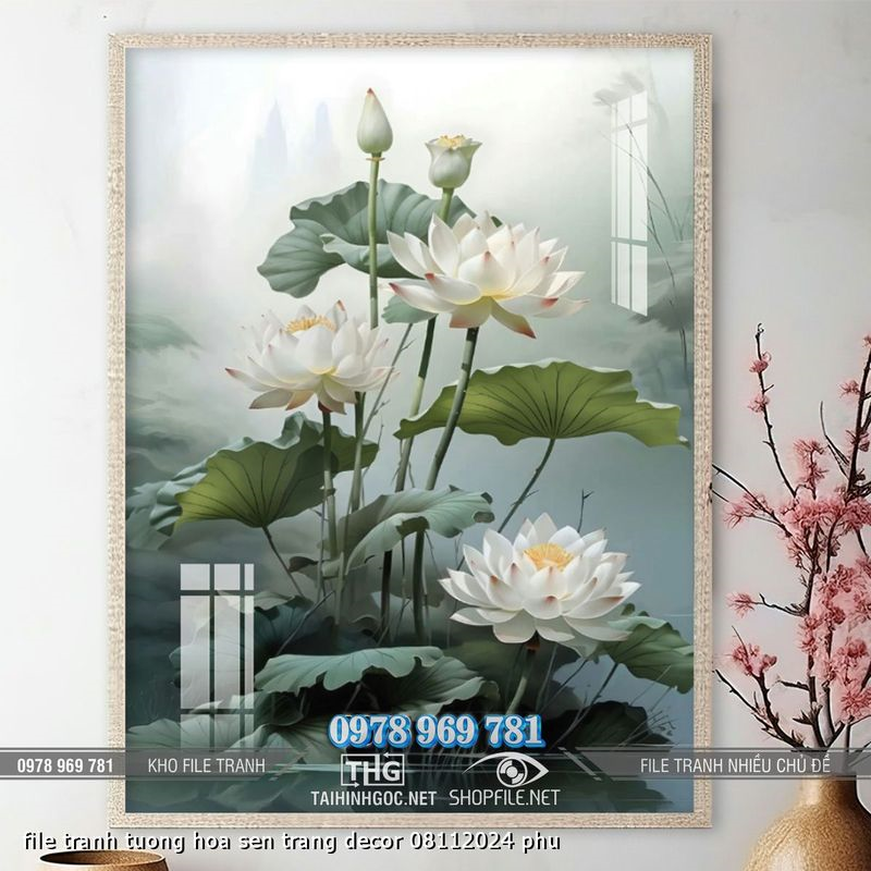 file tranh tuong hoa sen trang decor 08112024 phu