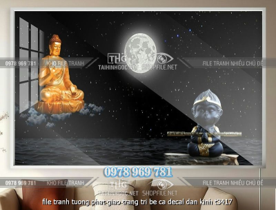 file tranh tuong phat giao trang tri be ca decal dan kinh t3417