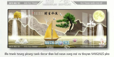 file tranh tuong phong canh decor dien led neon song nui va thuyen 04062025 phu