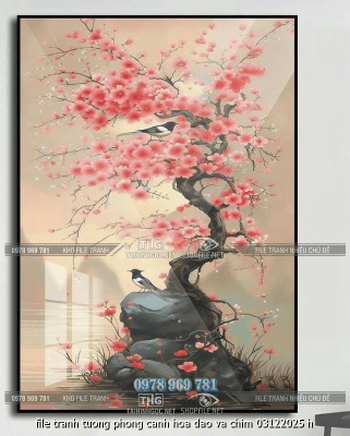 file tranh tuong phong canh hoa dao va chim 03122025 h