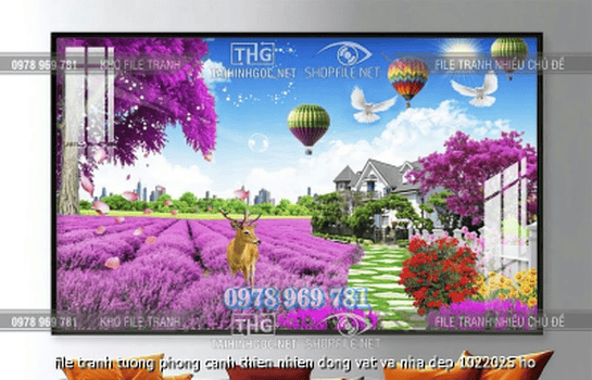file tranh tuong phong canh thien nhien dong vat va nha dep 1022025 ho