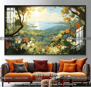 file tranh tuong phong canh vuon hoa hoat hinh 24102025 ho