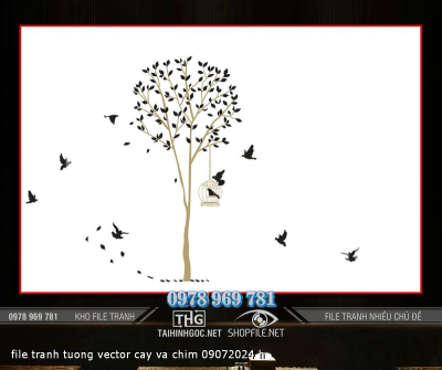 file tranh tuong vector cay va chim 09072024 h