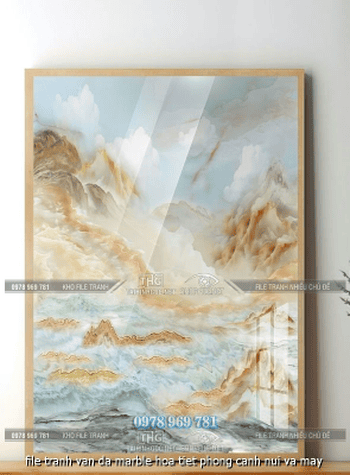 file tranh van da marble hoa tiet phong canh nui va may