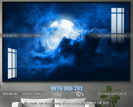 file tranh van trang trang tri be ca decal dan kinh r3d 024
