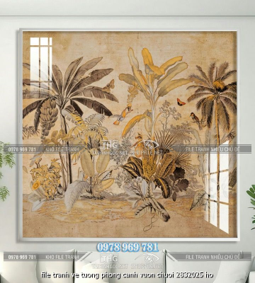 file tranh ve tuong phong canh vuon chuoi 2832025 ho