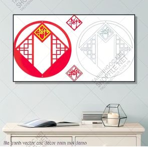 file tranh vector cnc decor nam moi