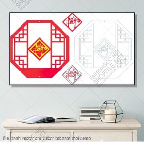 file tranh vector cnc decor tet nam moi