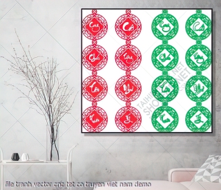 file tranh vector cnc tet co truyen viet nam