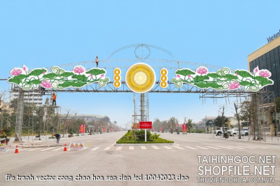 file tranh vector cong chao hoa sen den led 10042023 dao