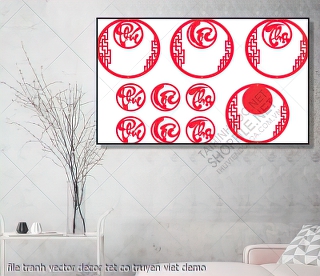 file tranh vector decor tet co truyen viet
