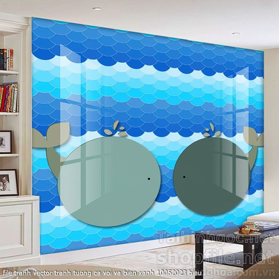 file tranh vector tranh tuong ca voi va bien xanh 10052023 hieu