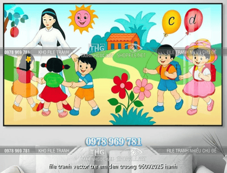 file tranh vector tre em den truong 06092025 hanh