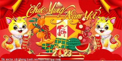 file vector cdr phong tranh nen nam moi quy mao