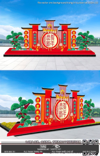 file vector cnc background trang tri su kien tet 2024 132