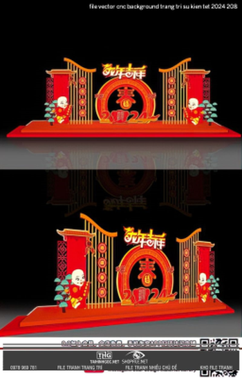 file vector cnc background trang tri su kien tet 2024 208