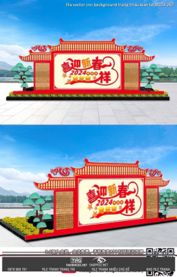 file vector cnc background trang tri su kien tet 2024 267