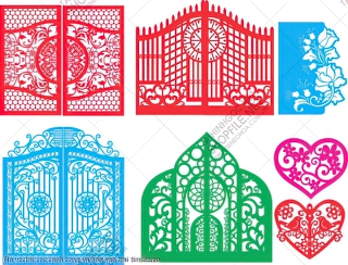 file vector cnc canh cong va hoa van trai tim