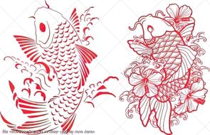 file vector cnc hai chu ca chep vuot vu mon