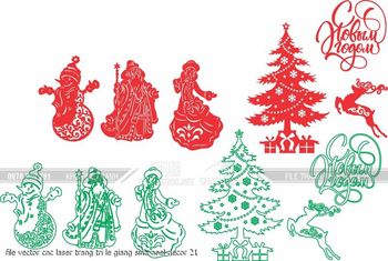 file vector cnc laser trang tri le giang sinh noel decor 21