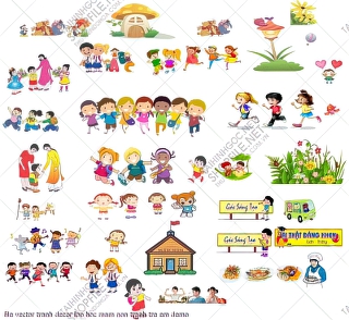 file vector tranh decor lop hoc mam non tranh tre em