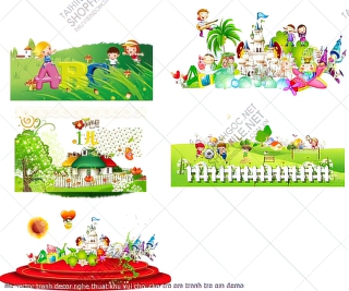 file vector tranh decor nghe thuat khu vui choi cho tre em tranh tre em