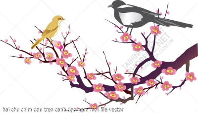 hai chu chim dau tren canh dao nam moi file vector