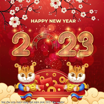 hai chu con meo vang tet nam moi 2023 file vector