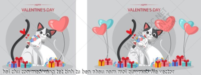 hai chu con meo vang tet tinh tu ben nhau nam moi quy mao file vector