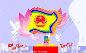 hinh co dong ngay bau cu viet nam file vector