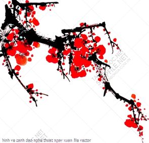 hinh ve canh dao nghe thuat ngay xuan file vector