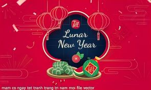 mam co ngay tet tranh trang tri nam moi file vector