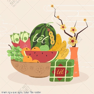 mam ngu qua ngay xuan file vector