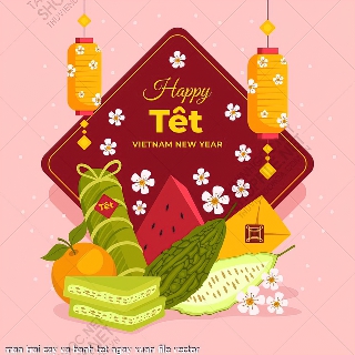 man trai cay va banh tet ngay xuan file vector