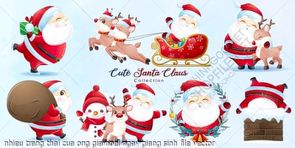 nhieu trang thai cua ong gia noel ngay giang sinh file vector