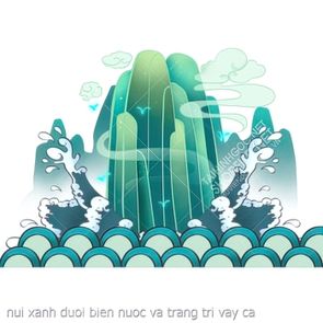 nui xanh duoi bien nuoc va trang tri vay ca