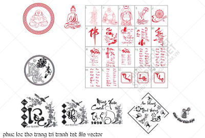 phuc loc tho trang tri tranh tet file vector phuc loc tho trang tri tranh tet file vector