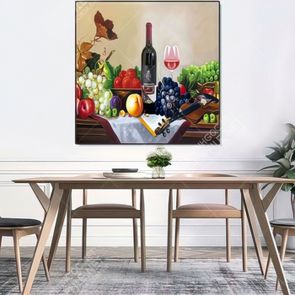 tranh bep ruou vang va trai cay