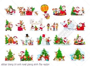 stiker trang tri anh noel giang sinh file vector