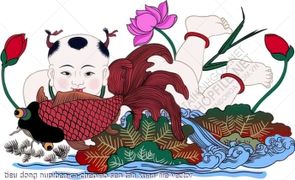 tieu dong nup ben ca chep ao sen tan xuan file vector
