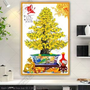 tranh bonsai hoa mai 10 2 2022 hanh