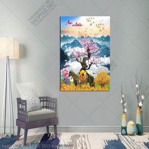 tranh bonsai hoa dao canh dao 12 01 2022 duyen