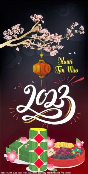 tranh canh dao nam moi 2023 hoa dao bay tet banh day file vector