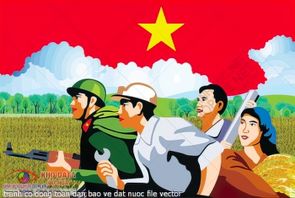 tranh co dong toan dan bao ve dat nuoc file vector