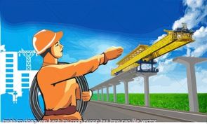 tranh co dong van hanh thi cong duong tau tren cao file vector