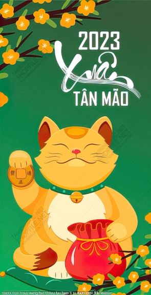 tranh con meo vang tet chieu tai bao li xi nam moi file vector