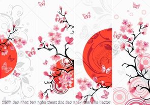 tranh dao nhat ban nghe thuat doc dao ngay xuan file vector