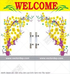 tranh decan cay mai vang dan cua kinh nam moi file vector