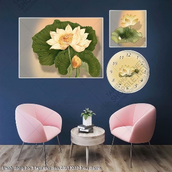 tranh dong ho 3 tam sen dep 03112022 hieu