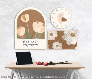 tranh dong ho decor ghep 3 tam hoa tulip 8112022 dao
